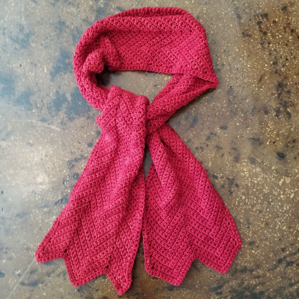 Radiant Red Variegated Scarf Handmade
